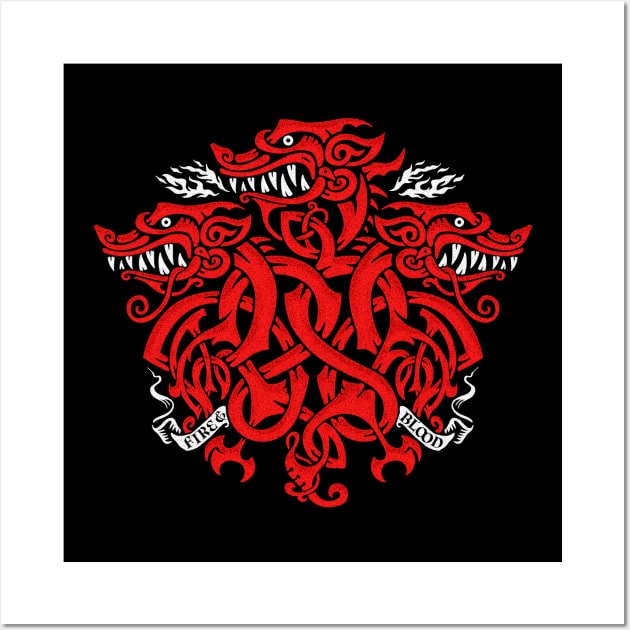 Triple-headed dragon knot Wall Art by Narwen